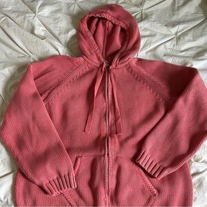 Chico's Womens Size 3 Coral Knit Zip-Up Sweater